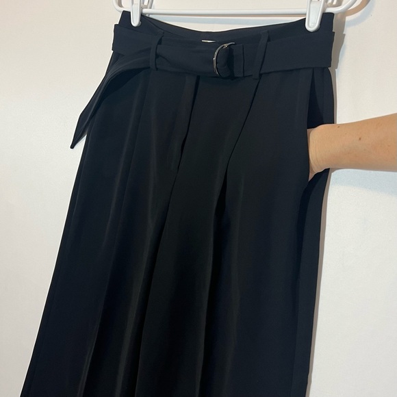 Babaton women’s Black Wide Leg Dress Pants size 6 belted high rise pockets zip - Picture 7 of 12